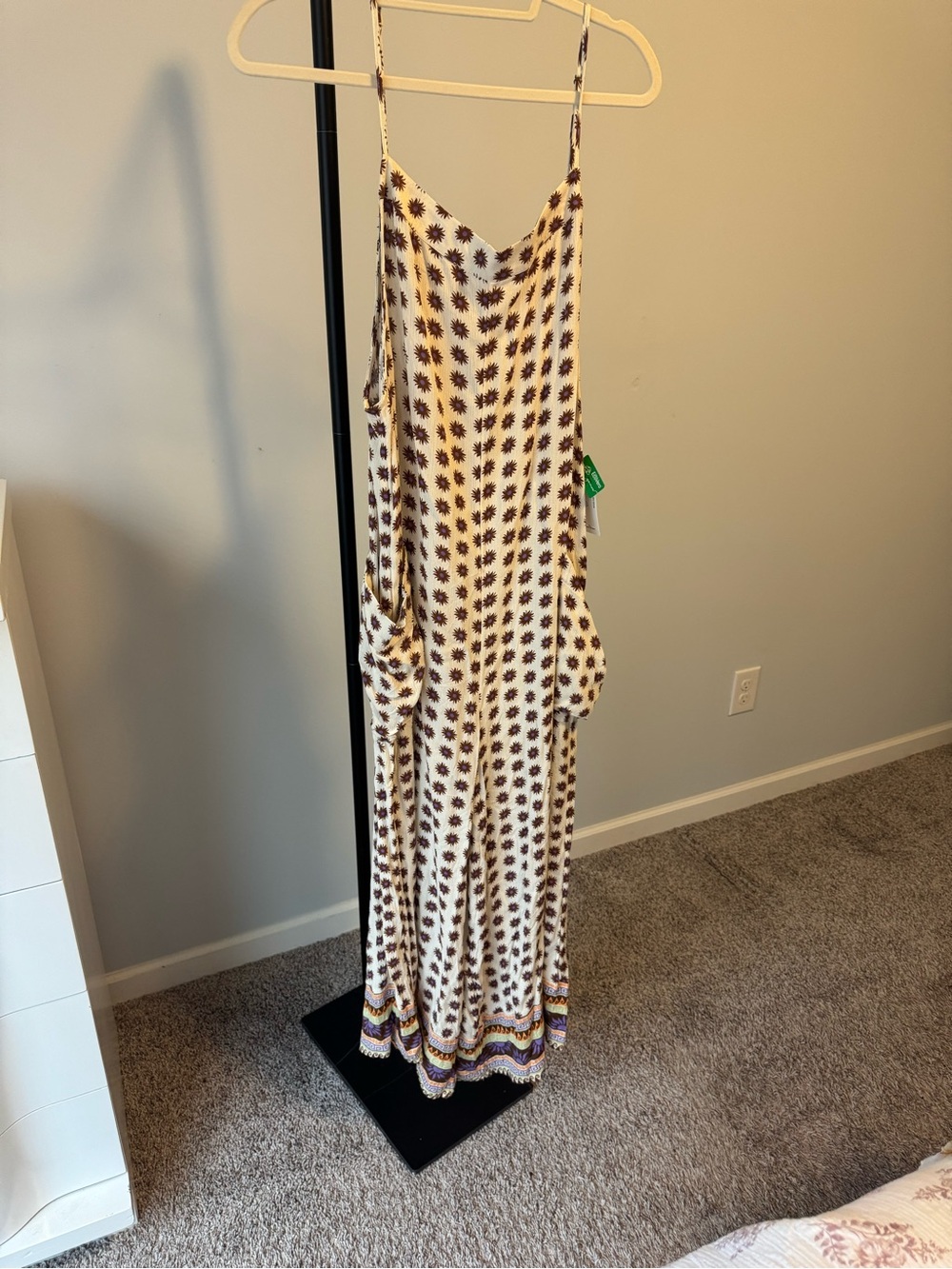 Rip Curl Sleeveless Printed Maxi Jumpsuit in Cream and Brown